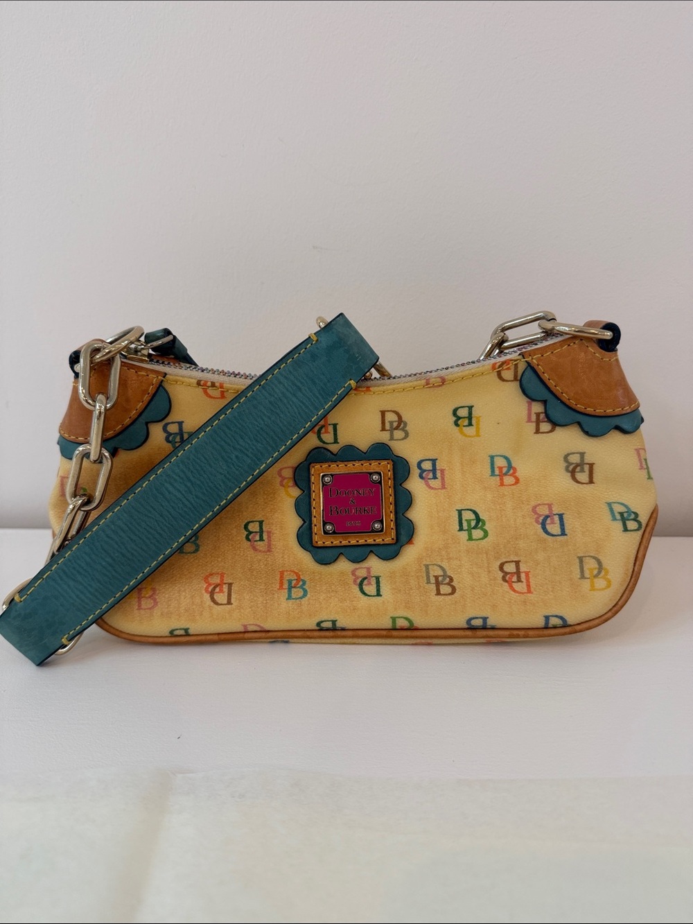 Vintage Dooney & Bourke Multicolor DB Monogram Y2K Baguette Bag
